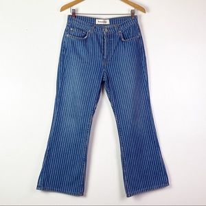 Reformation Mid Crop Flare Pinstripe Denim Jeans In Mesa Stripe Size 28